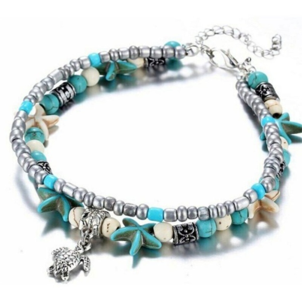Turtle Anklet Beaded Ankle Bracelet Starfish